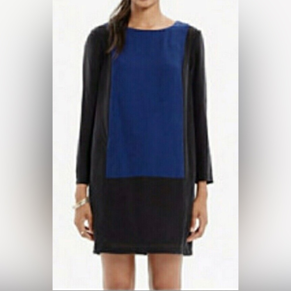 🌟HP🎉 J.Crew Black & Blue Color Block Shift Dress